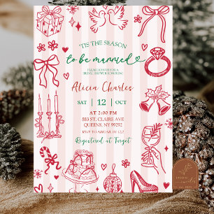 Invitación Ducha de novia caprichosa con rayas rosadas dibuja