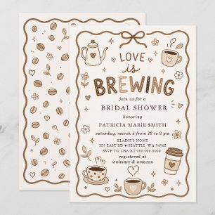 Invitación Ducha de Novia Caprichoso Amor está Preparando Caf