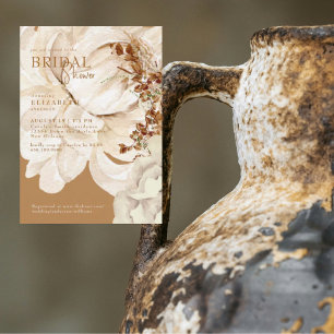 Invitación Ducha de novia Caramel Caramel floral crema cálida