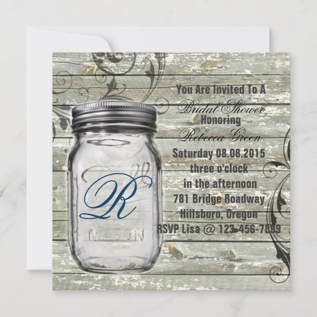 Invitación ducha de novia casera rústica de madera de pino (Anverso)