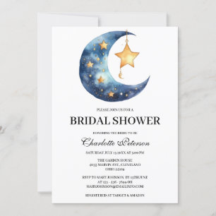 Invitación Ducha de Novia Celestial Luna Estrella