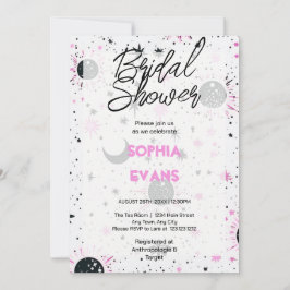 Invitación Ducha de Novia Celestial Negra y Rosa