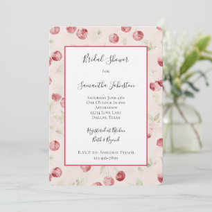Invitación Ducha de Novia Cerezas Rojas Crema