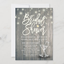 Invitación Ducha de novia Champán Gafas de madera Luces de ca
