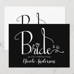 Invitación Ducha de Novia Chic Moderna Blanco Negro