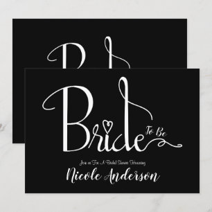 Invitación Ducha de Novia Chic Moderna Blanco Negro