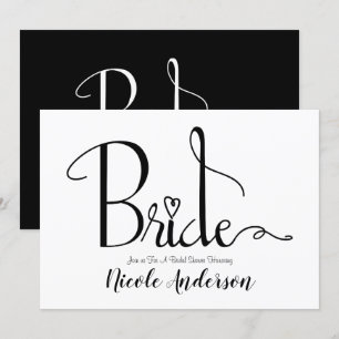 Invitación Ducha de Novia Chic Moderna Blanco Negro