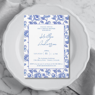 Invitación Ducha de Novia Chinoiserie Azul y Blanco