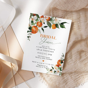 Invitación Ducha de novia cítricos naranjas modernos