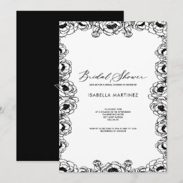 Invitación ducha de novia clásica elegante simple negra