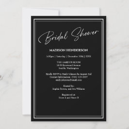 Invitación Ducha de novia clásica negra y blanca Boda