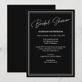 Invitación Ducha de novia clásica negra y blanca Boda