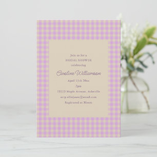 Invitación Ducha de Novia Clásica Preppy de Gingham Lavanda