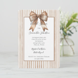 Invitación Ducha de Novia Cocoa Bow Marrón Crema Rayas