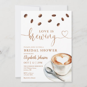 Invitación Ducha de Novia Código QR de Café Love Is Brewing
