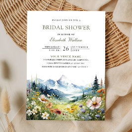 Invitación Ducha de Novia Código QR Pradera Montaña Flor Silv