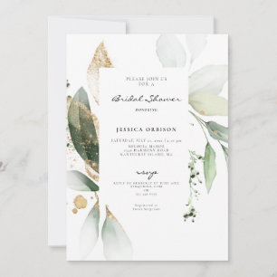Invitación Ducha de Novia con Acuarela Botánica de Eucalipto