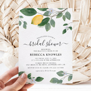Invitación Ducha de Novia con Acuarela Botánica de Limón y Ve