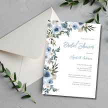 Ducha de Novia con Acuarela Floral Azul Polvorient