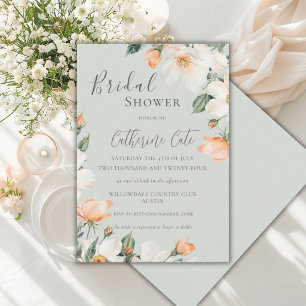 Invitación Ducha de Novia con Acuarela Floral de Melocotón Ve