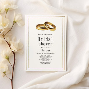 Invitación Ducha de novia con anillos simples y elegantes de 