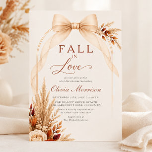 Invitación Ducha de Novia con Arco de Hierba de Pampas Otoño