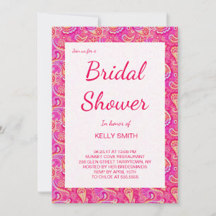 Invitación Ducha de novia con aspecto de paisley sin costuras