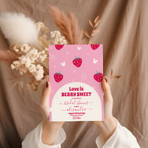 Invitación Ducha de novia con bayas dulces rosas