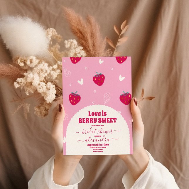Invitación Ducha de novia con bayas dulces rosas (Subido por el creador)