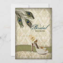 Invitación ducha de novia con boda de pavo real