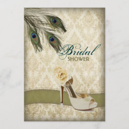 Invitación ducha de novia con boda de pavo real