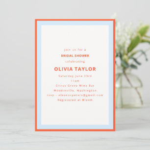 Invitación Ducha de Novia con Borde Azul y Naranja Caqui Mode