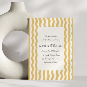 Invitación Ducha de Novia con Borde Ondulado Amarillo Mostaza
