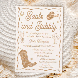 Invitación Ducha de Novia con Botas del Oeste y Burbujas