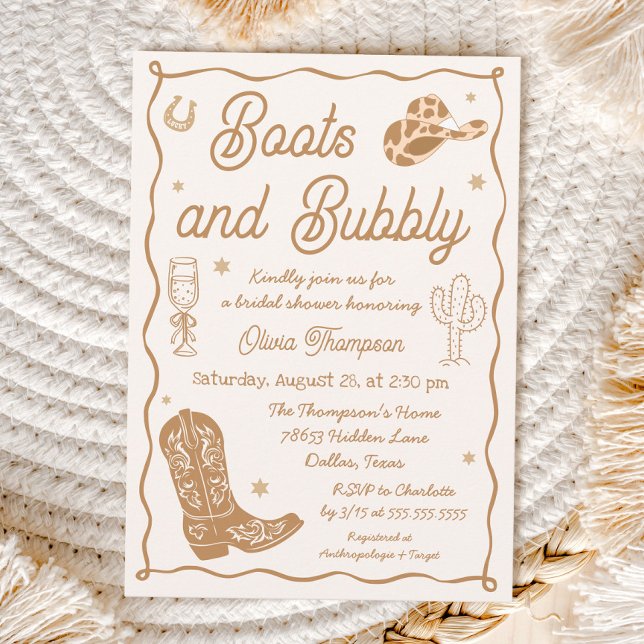 Invitación Ducha de Novia con Botas del Oeste y Burbujas (Subido por el creador)