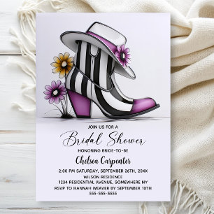Invitación Ducha de Novia con Botas Modernas y Sombrero Fedor