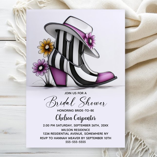 Invitación Ducha de Novia con Botas Modernas y Sombrero Fedor (Subido por el creador)