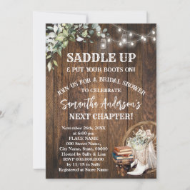 Invitación Ducha de novia con botas y libros de eucalipto Sad