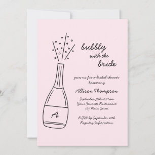Invitación Ducha de Novia con Botella de Champán Efervescente