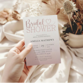 Invitación Ducha de Novia con Caligrafía en Oro Rosa Moderno