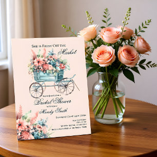 Invitación Ducha de Novia con Carrito Floral Fresco del Merca