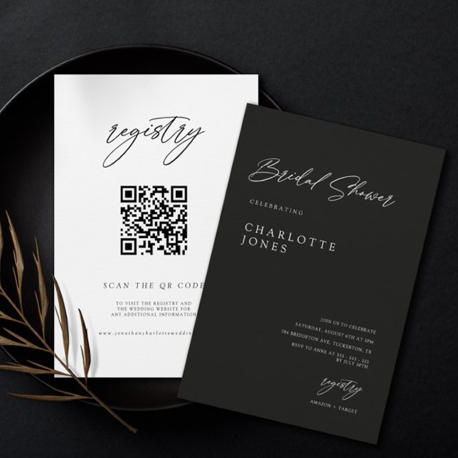 Invitación Ducha de novia con código QR escrito a mano en bla (Subido por el creador)