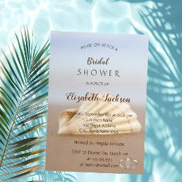 Invitación Ducha de novia con conchas de playa y corazones