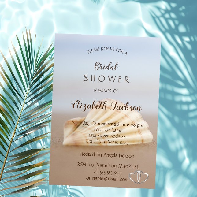 Invitación Ducha de novia con conchas de playa y corazones (Subido por el creador)