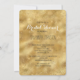 Invitación Ducha de novia con confeti de purpurina dorado