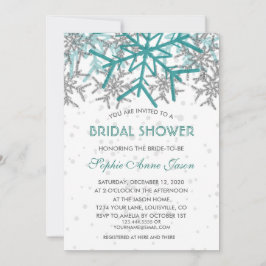 Invitación Ducha de novia con copos de nieve turquesa de invi
