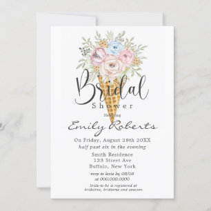 Invitación Ducha de novia con crema de hielo azul rosado