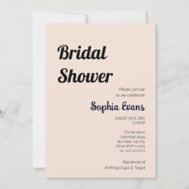 Invitación Ducha de novia con crema rosa minimalista y sencil