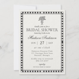 Invitación Ducha de Novia con Cuadro de Arlequín Negro