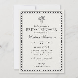 Invitación Ducha de Novia con Cuadro de Arlequín Negro